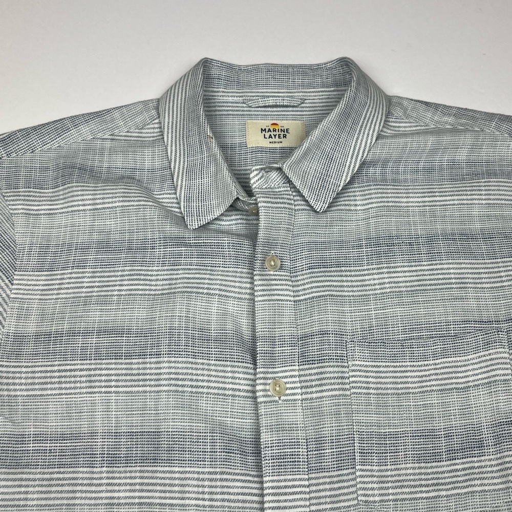Marine Layer Shirt Men's Medium Cotton Striped Short Sleeve Button Down casual
